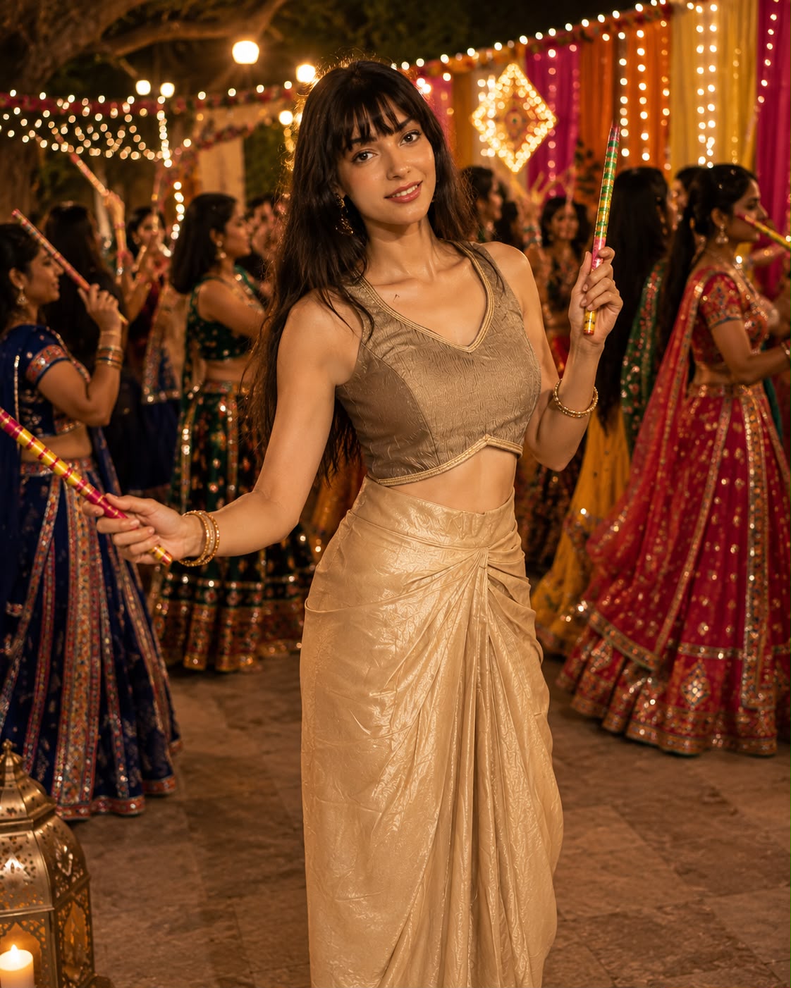 Golden Drape Lehenga Set