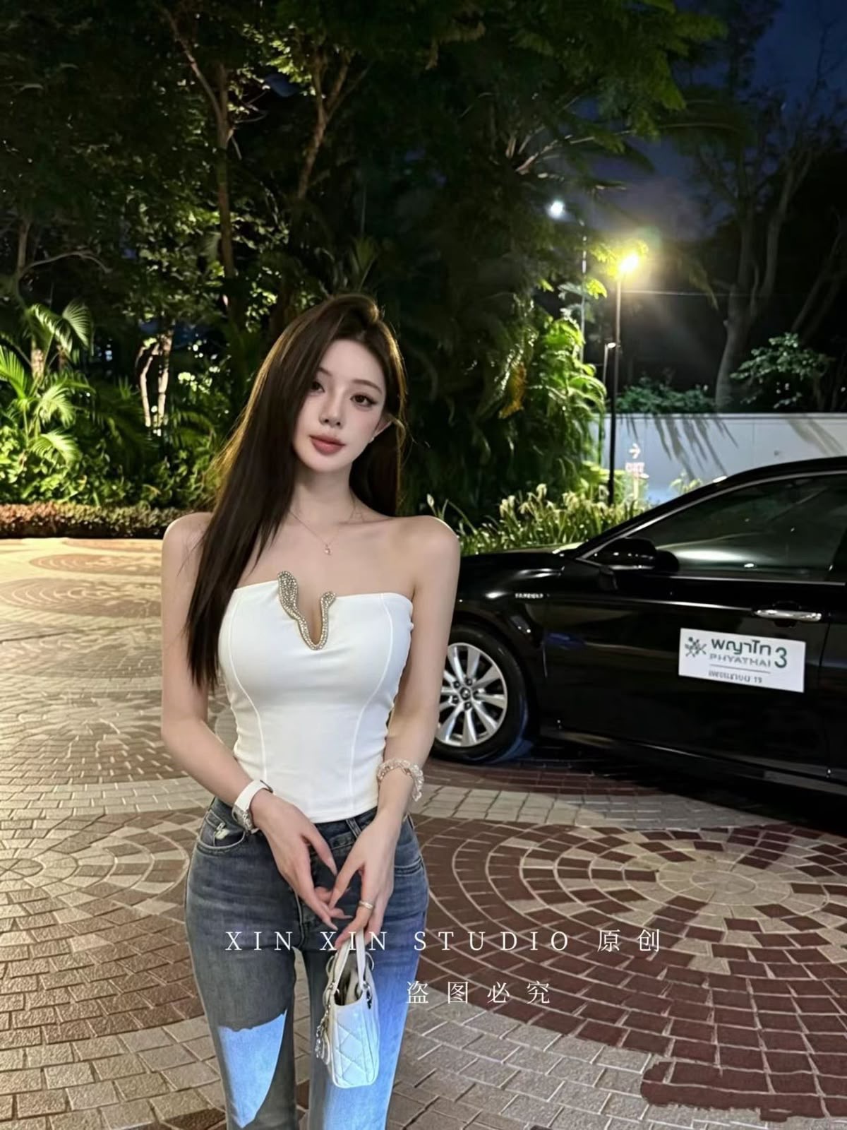 Ivory Crystal Bandeau Top