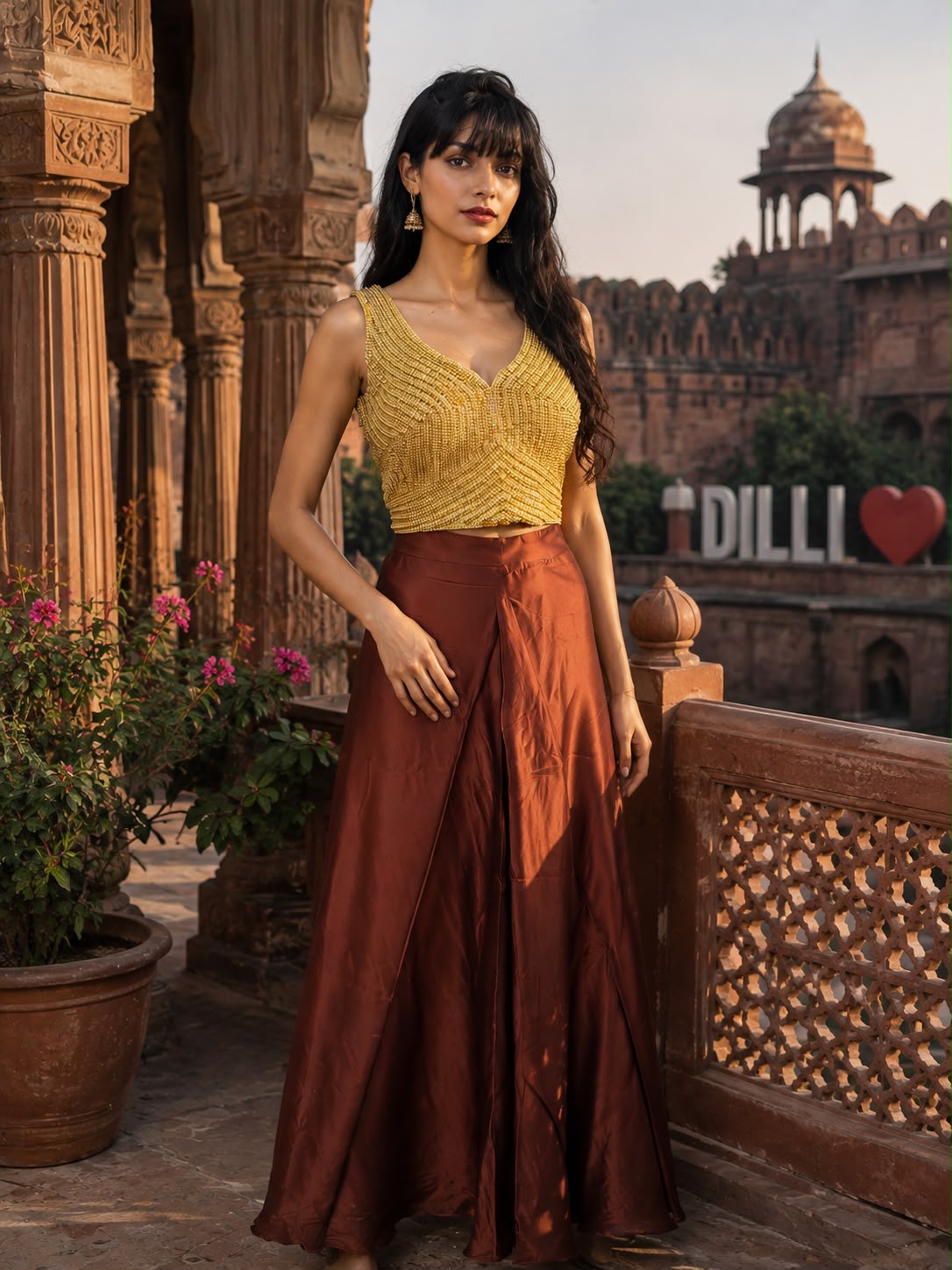 Mustard & Rust Lehenga Set