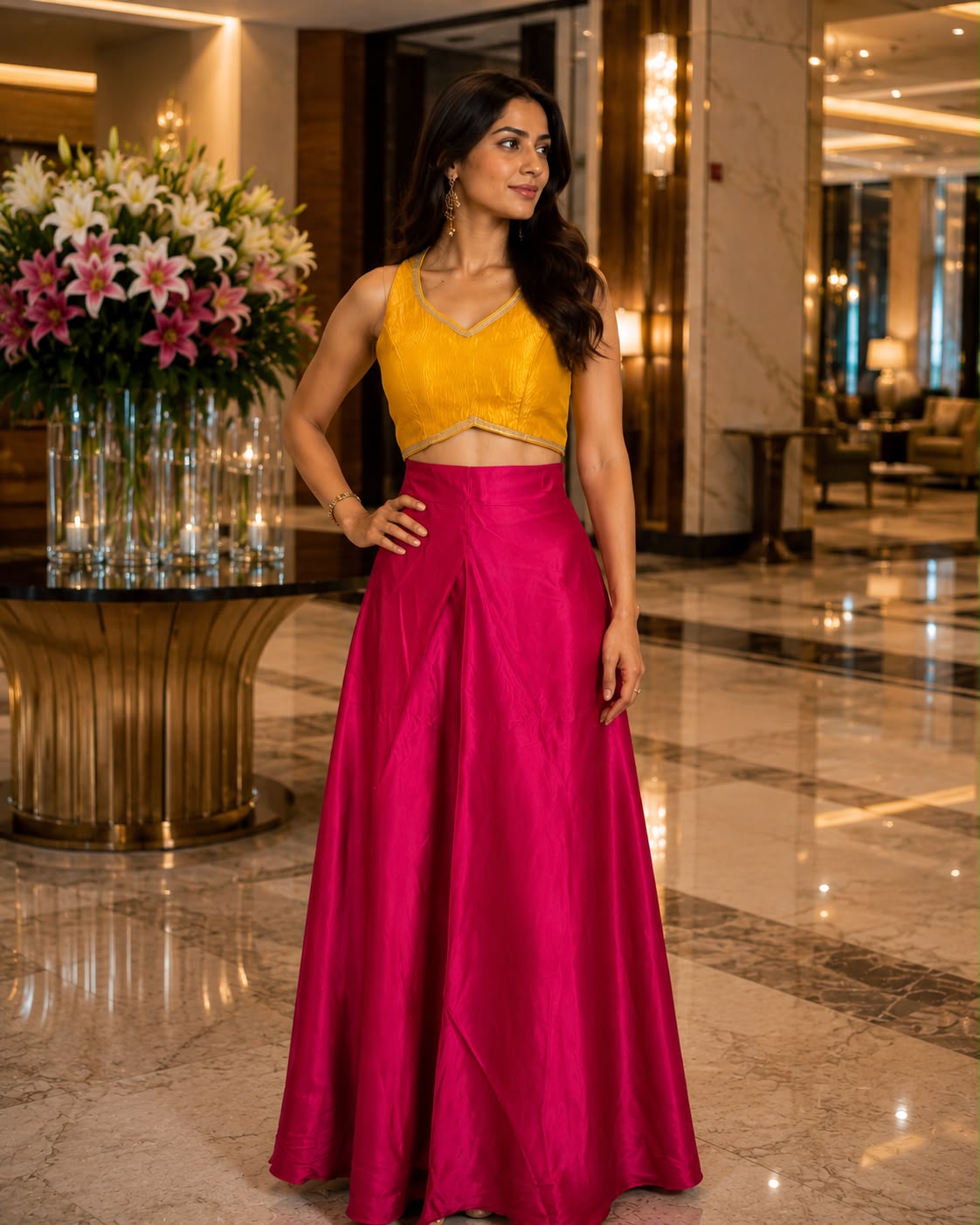 Magenta & Mustard Lehenga Set