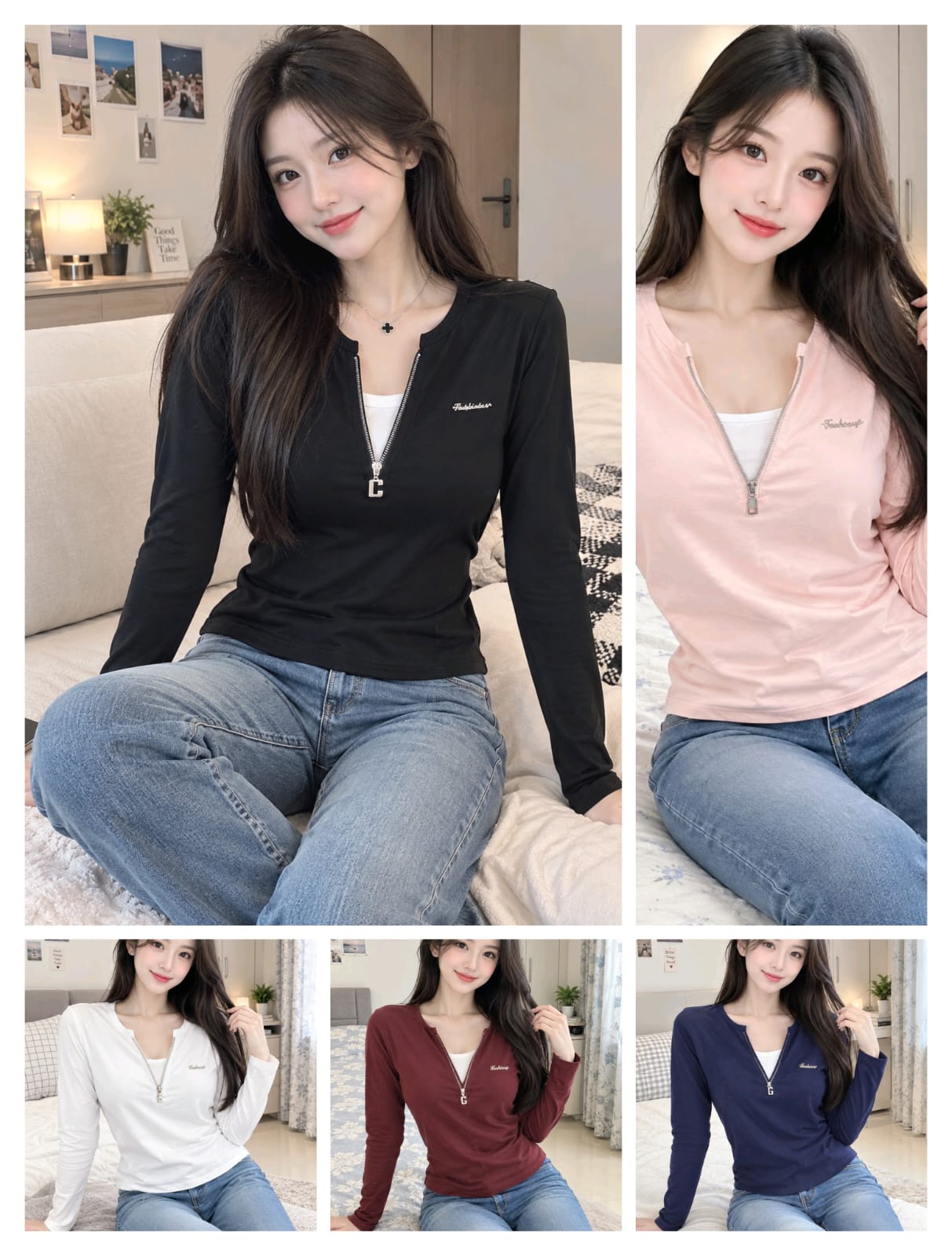 Everyday Zip-Neck Top